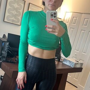 Green Long Sleeve Crop Top